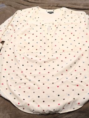 torrid Harper Cream Blouse with Polka Dots Size 00 (10)